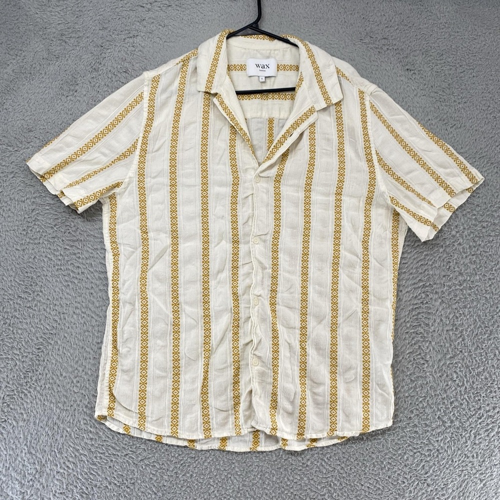 Wax London Stripe Shirt Mens XL Short Sleeve Button Up Lightweight Summer